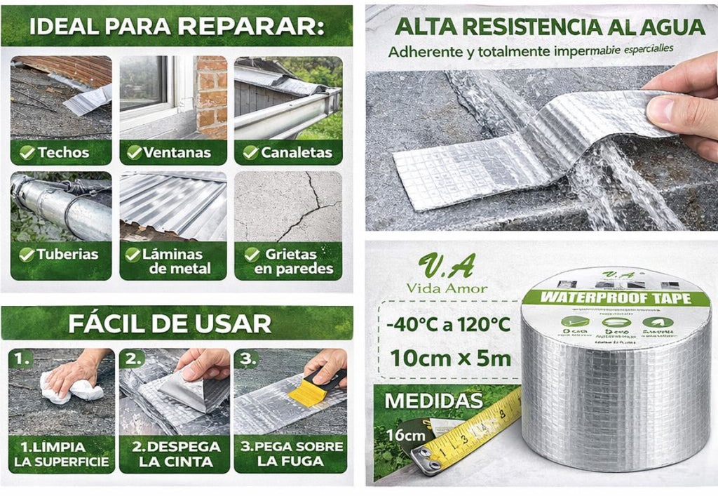 Cinta Tapa Gotera De Butilo 10cm X 5mts