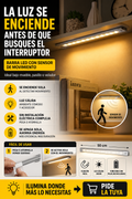 Barra LED 50cm con Sensor de Movimiento - Luz cálida 3000K, se enciende sola, fijación fácil, funciona con pilas